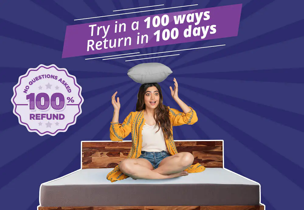100days easy return banner mattress